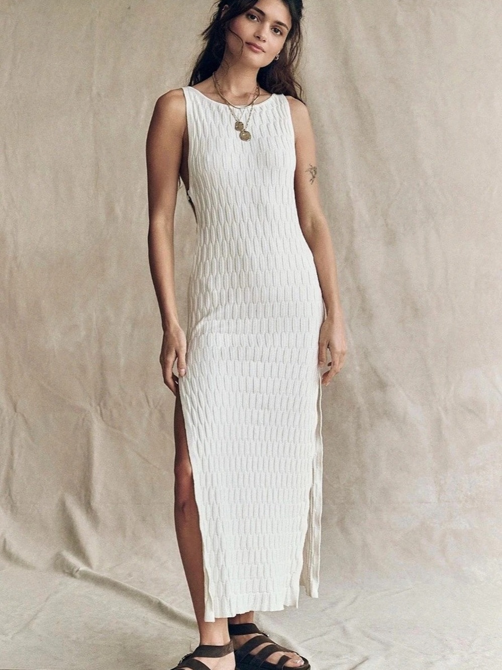 Free People Lilliana Sweater Midi Dress White NWT